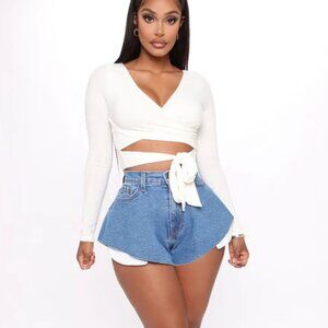 Fashion Nova Flirty Look Flowy Denim Shorts | Super High Waist | 2X | NWT